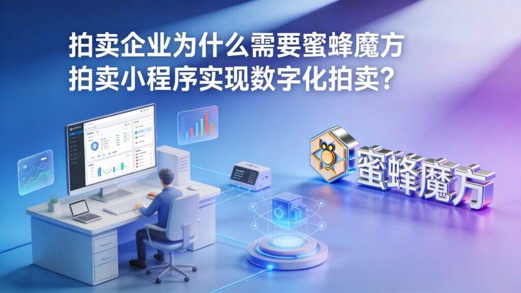 当前图片没有替代文字。文件名为:jimeng-2026-09-15-2627-图片标题为:拍卖企业为什么需要蜜蜂魔方拍卖小程序实现数字化拍卖?图片风格科技C4.jpg